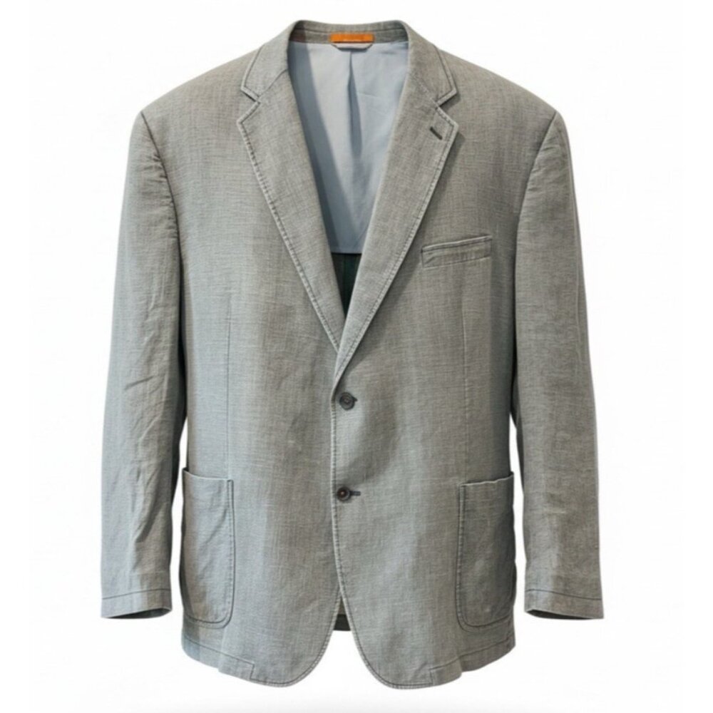 Tallia Gray 100% Linen Slub Half Structure Sport Coat Jacket Men Size 54R Summer